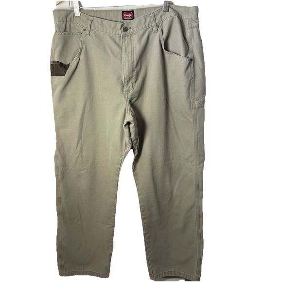 Wrangler Workwear Carpenter Pants Relaxed Khaki Tan Mens 36x28 - Picture 1 of 8